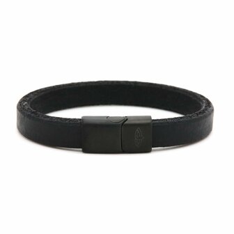 Leather Bracelet Magnus Black 10MM Black - Karma Him