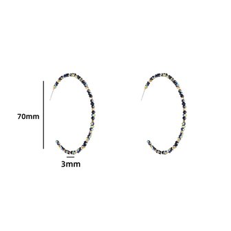 Oorbellen Fine beads hoop black - goud