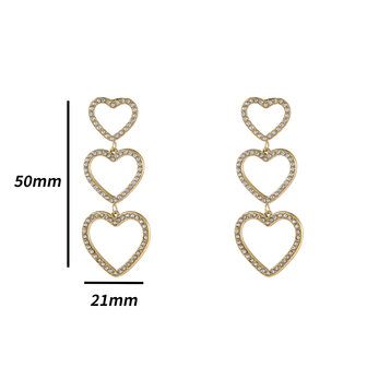 Oorbellen E4880-2 strass hearts white goud- Day&amp;Eve 