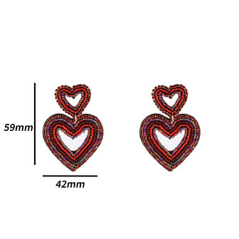 Oorbellen E4577-3 2 hearts fucsia - Day&amp;Eve