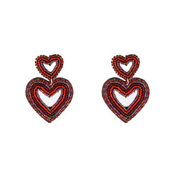 Oorbellen E4577-3 2 hearts fucsia - Day&amp;Eve