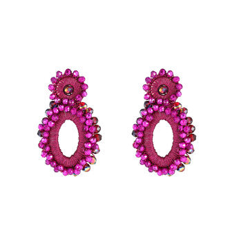 Oorbellen E4586-3 bold oval drop fucsia - Day&amp;Eve