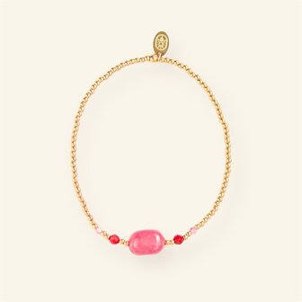 Armband Big stone roze - MableHappiness