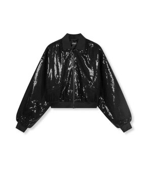 Jacket ladies bomber paillet Amber zwart - Refined Department