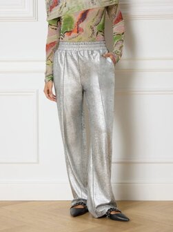 Broek straight metallic Tyra zilver - Refined Department