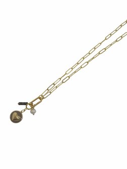 Ketting metaal schakel met clip en bedels grijs FJ7136-5 - Fushi