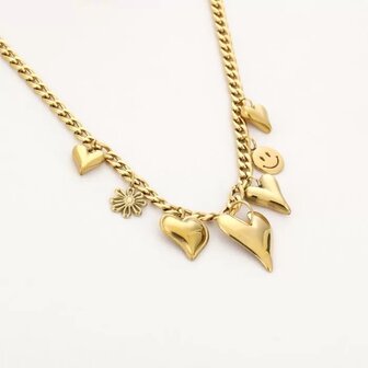 Bedelketting smily love - goud