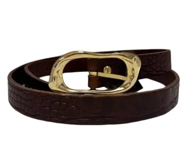 Riem leer croco bruin - Elvy Fashion