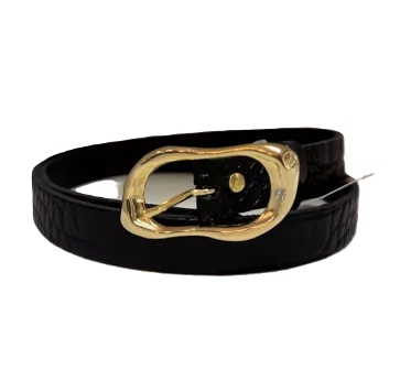 Riem leer croco zwart - Elvy Fashion