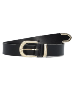 Riem leer detail belt zwart/goud - Elvy Fashion