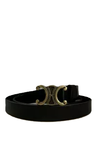 Riem leer plain belt gesp zwart/goud - Elvy Fashion