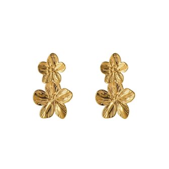 Oorbellen E4964-2 double flower stud goud - Day&amp;Eve 