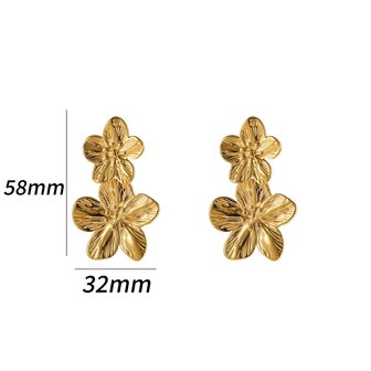 Oorbellen E4964-2 double flower stud goud - Day&amp;Eve 