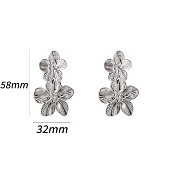 Oorbellen E4964-1 double flower stud zilver - Day&amp;Eve 