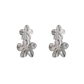 Oorbellen E4964-1 double flower stud zilver - Day&amp;Eve 