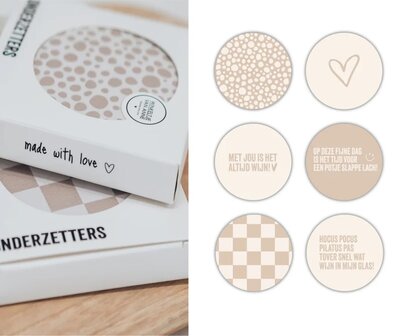 Onderzetters set mix beige - Winkeltje van Anne