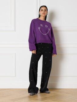 Trui/sweater tifanny smiley paars - Refined Department