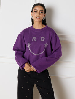 Trui/sweater tifanny smiley paars - Refined Department