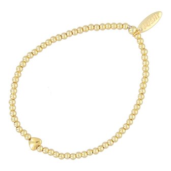 Armband 3mm 14krt en goud hartje in midden FJ6942 - Fushi