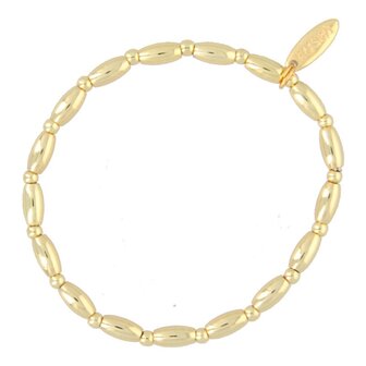 Armband 14krt goud ovaal en 3mm kraal FJ6063 - Fushi