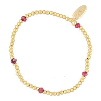 Armband 3mm 14krt en facet donut red ruby jade FJ7223 - Fushi