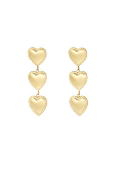 Oorbellen triple heart - goud