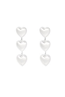 Oorbellen triple heart - zilver