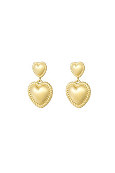 Oorbellen dubble heart - goud