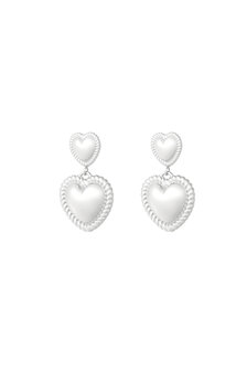 Oorbellen dubble heart - zilver