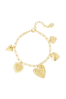 Armband heart shaped charms - goud