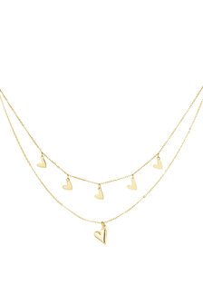 Ketting double heart - goud