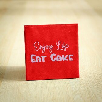 Tegeltje enjoy life eat cake - rood/lila