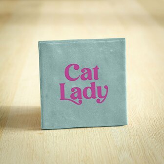 Tegeltje cat lady - lichtblauw/paars