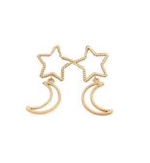 Oorbellen E4951-2 Moon &amp; star earring goud - Day&amp;Eve 