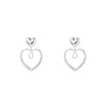 Oorbellen E4372-1 looped heart zilver- Day&amp;Eve 