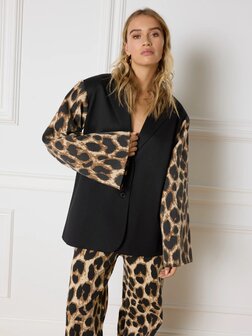 Blazer Suki leopard mouw zwart - Refined Department