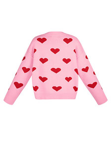 Roze vest met rode hartjes