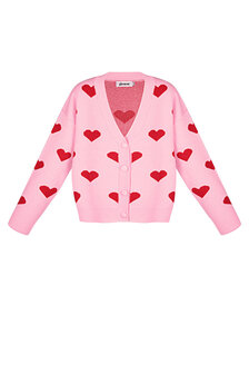 Roze vest met rode hartjes