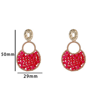 Oorbellen E5087-1 Big beaded round fuchsia goud - Day&amp;Eve