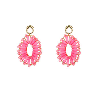 Oorbellen E5098-1 Big beads ovale goud pink - Day&amp;Eve