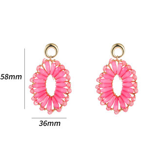 Oorbellen E5098-1 Big beads ovale goud pink - Day&amp;Eve