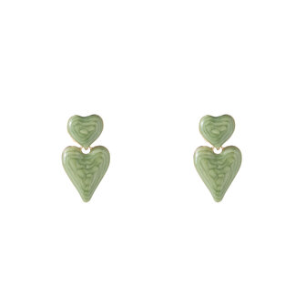 Oorbellen E5056-2 Enamel hearts mint - Day&amp;Eve