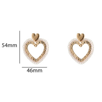 Oorbellen E5103-1 Square beads heart goud wit - Day&amp;Eve