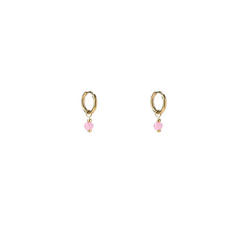 Oorbellen E4407-11 One bead hoop goud pink - Day&amp;Eve