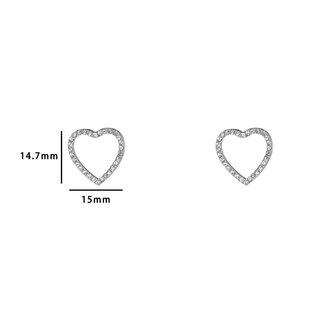 Oorbellen E5237-1 Strass open heart stud zilver - Day&amp;Eve 