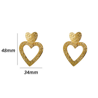 Oorbellen E5331-2 Big heart dangle goud - Day&amp;Eve