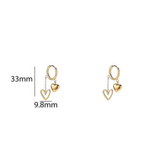 Oorbellen E5409-2 Double heart hoop goud - Day&amp;Eve