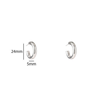 Oorbellen E5392-1 Striped hollow hoop zilver - Day&amp;Eve