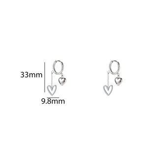 Oorbellen E5409-1 Double heart hoop zilver - Day&amp;Eve