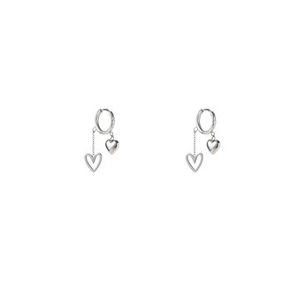 Oorbellen E5409-1 Double heart hoop zilver - Day&amp;Eve